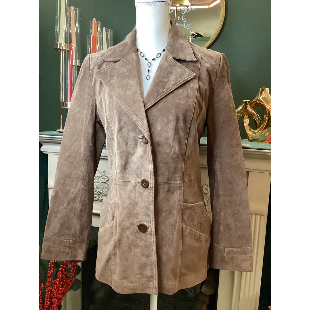 Anonymous John Carlisle Brown Suede 100% Leather Blazer Jacket Women's Medium
